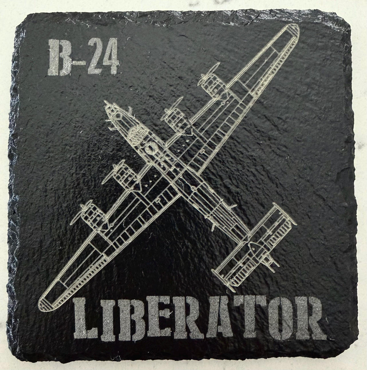 Laser Engraved Slate Coaster | Military Aircraft