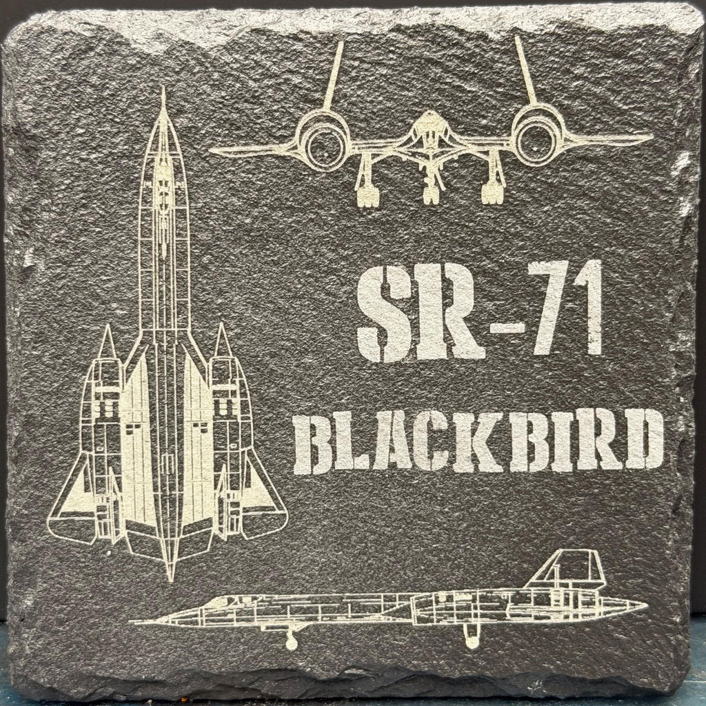 Laser Engraved Slate Coaster | Military Aircraft