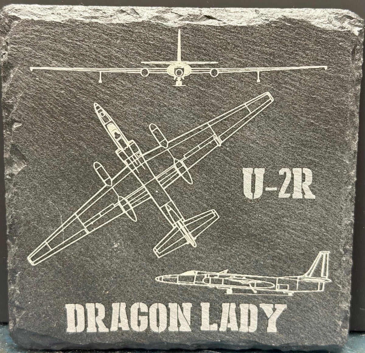 Laser Engraved Slate Coaster | Military Aircraft