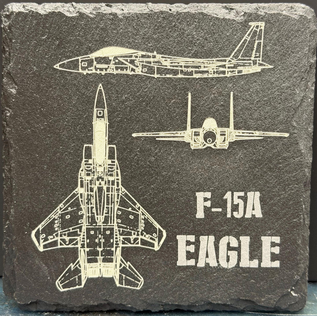 Laser Engraved Slate Coaster | Military Aircraft