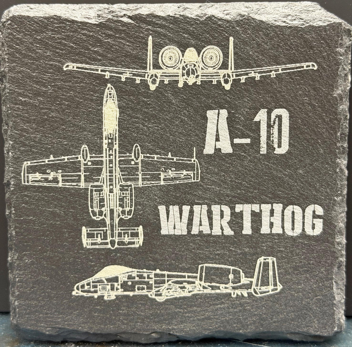 Laser Engraved Slate Coaster | Military Aircraft